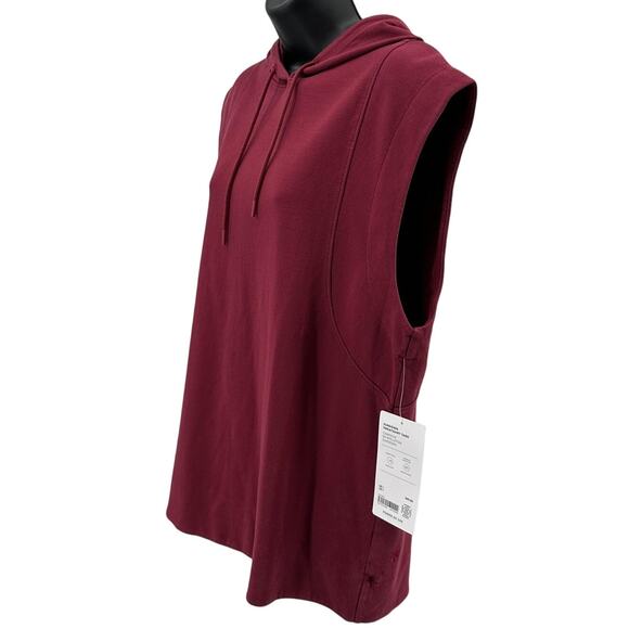 Athleta Sundown Sweatshirt Tank WMNS S Berry Hooded Drawstring Pullover Athletic - Picture 5 of 10